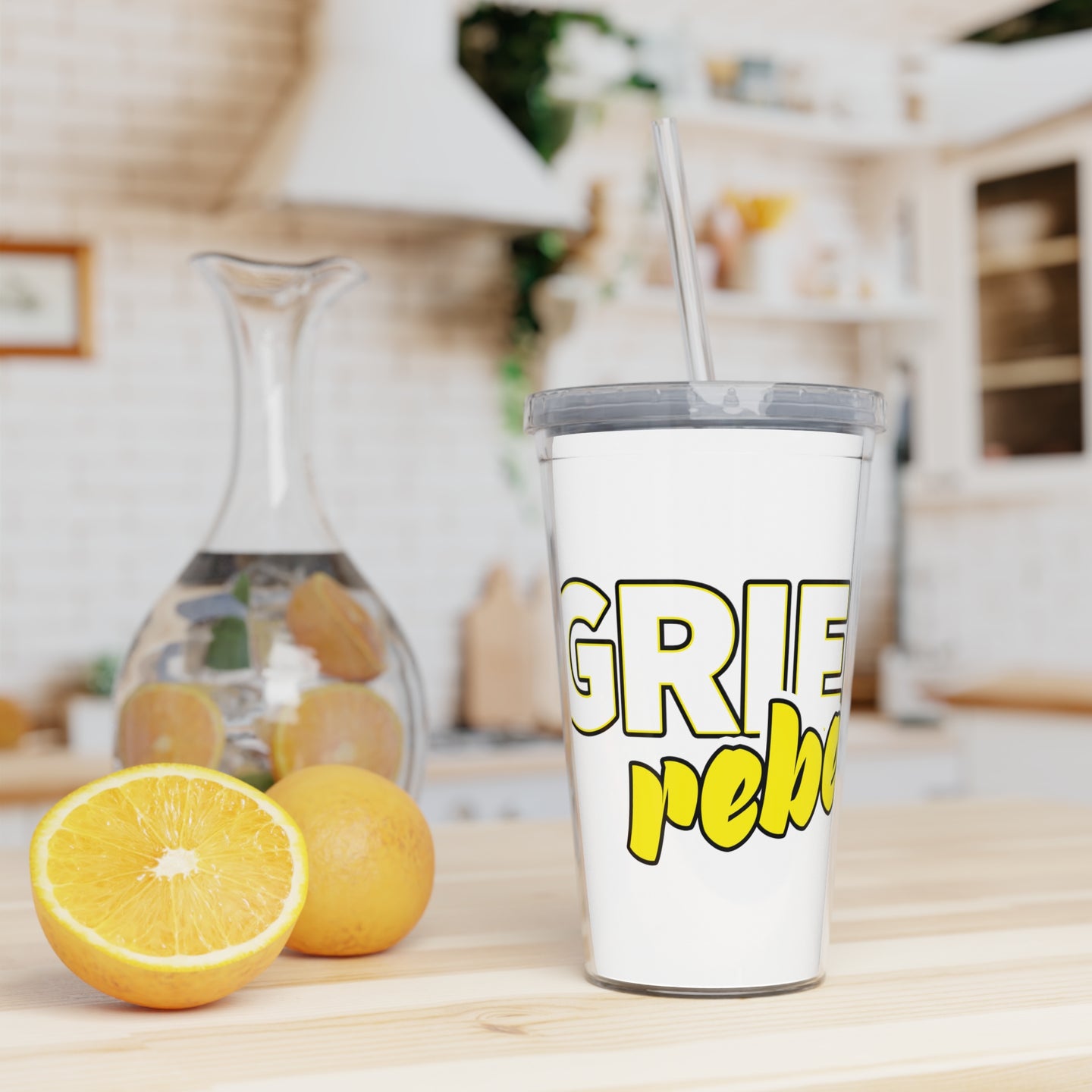 Grief Rebel Plastic Tumbler with Straw