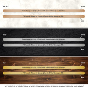 Gold, Silver, Rose Gold 'Prioritizing My Self-Care' Grief Rebel Healing Tenet Bracelet
