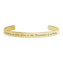Load image into Gallery viewer, Gold, Silver, Rose Gold &#39;Prioritizing My Self-Care&#39; Grief Rebel Healing Tenet Bracelet