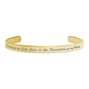 Gold, Silver, Rose Gold 'Prioritizing My Self-Care' Grief Rebel Healing Tenet Bracelet